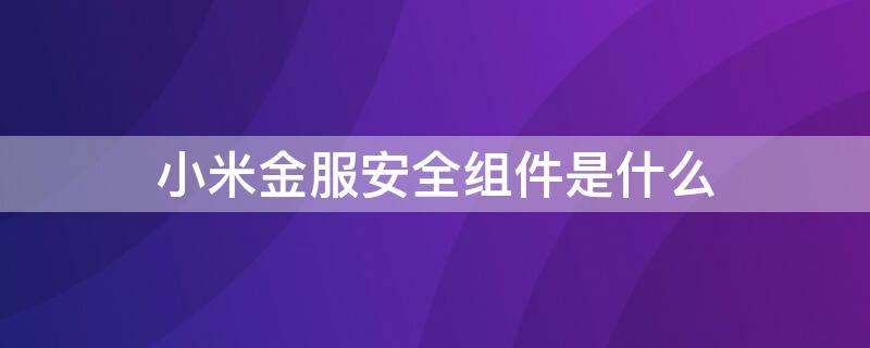 小米金服安全组件是什么（小米金服安全组件是什么可以卸载吗）