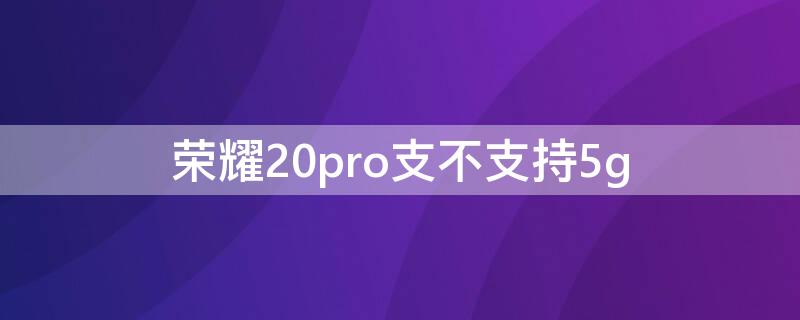 荣耀20pro支不支持5g（荣耀20pro支不支持内存卡）