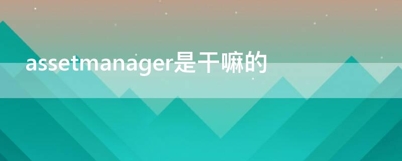 assetmanager是干嘛的（assetbundle manager）