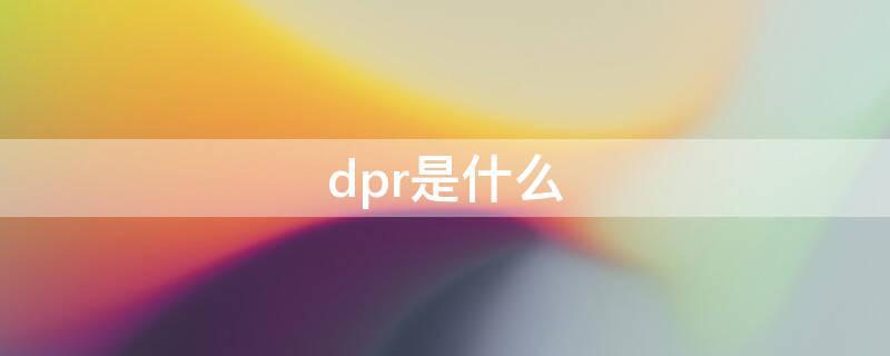 dpr是什么（dpr是什么格式）
