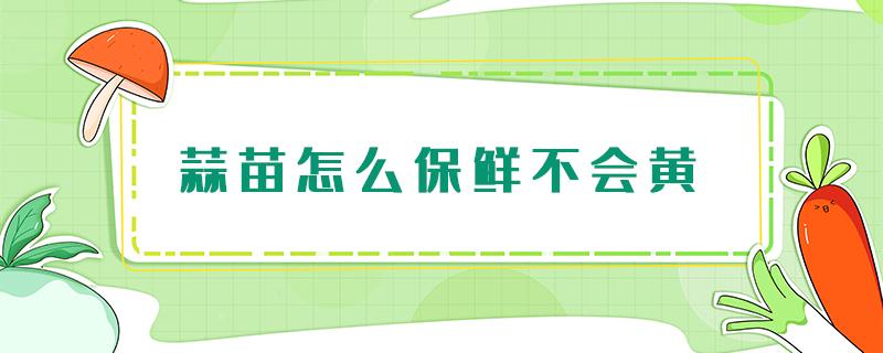 蒜苗怎么保鲜不会黄 蒜苗怎么保鲜不会黄,柔力球梦想之光