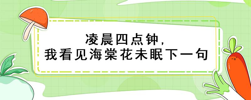 凌晨四点钟,我看见海棠花未眠下一句 凌晨四点钟,我看见海棠花未眠下一句怎么说