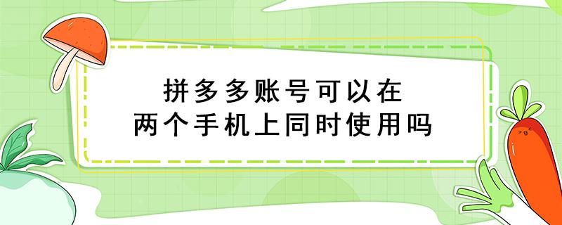 拼多多账号可以在两个手机上同时使用吗