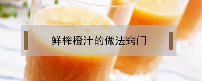 鲜榨橙汁的做法窍门 简易榨橙汁的做法大全窍门