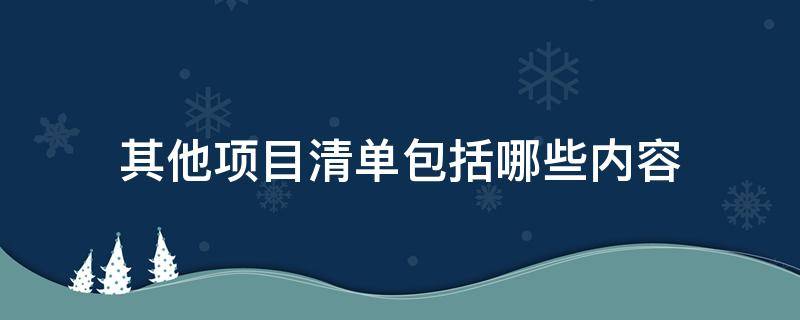 其他项目清单包括哪些内容 其他项目清单是什么