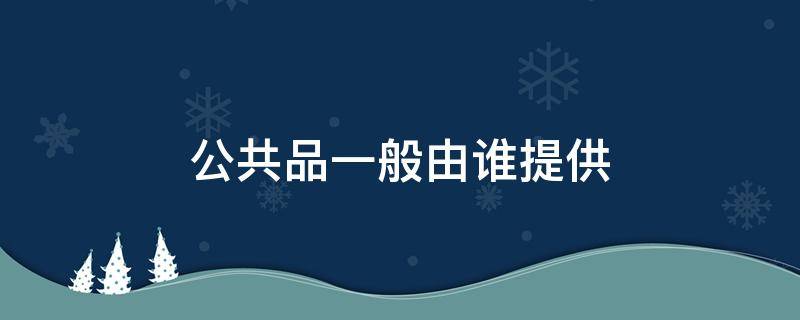 公共品一般由谁提供（公共物品的提供方式）