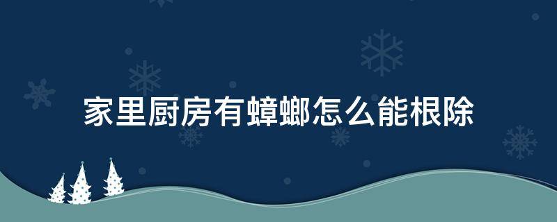 家里厨房有蟑螂怎么能根除（家里厨房有蟑螂怎么办能除根）