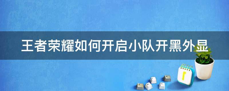 王者荣耀如何开启小队开黑外显 王者荣耀小队开黑外显怎么设置