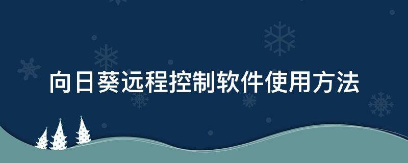 向日葵远程控制软件使用方法（向日葵远程控制软件功能）