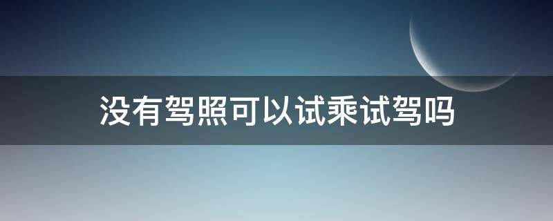 没有驾照可以试乘试驾吗（试乘需要驾照吗）