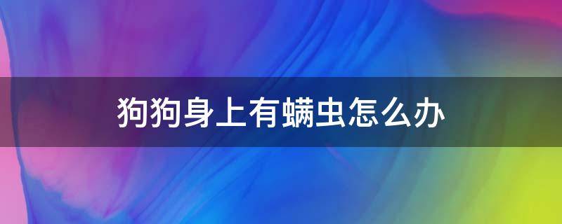 狗狗身上有螨虫怎么办（狗狗身上有螨虫怎么办传染人吗?）