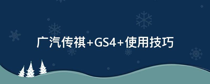 广汽传祺 广汽传祺gs4最新款2022版价格