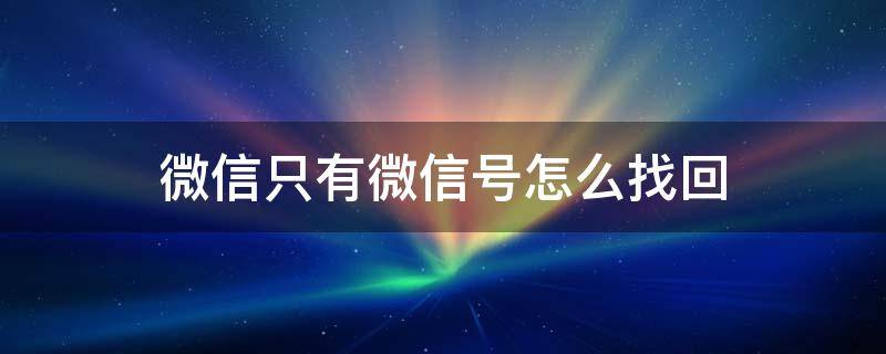 微信只有微信号怎么找回 微信只有微信号怎么找回密码没有手机号