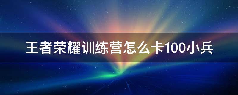 王者荣耀训练营怎么卡100小兵（王者训练营怎么卡50分钟小兵）