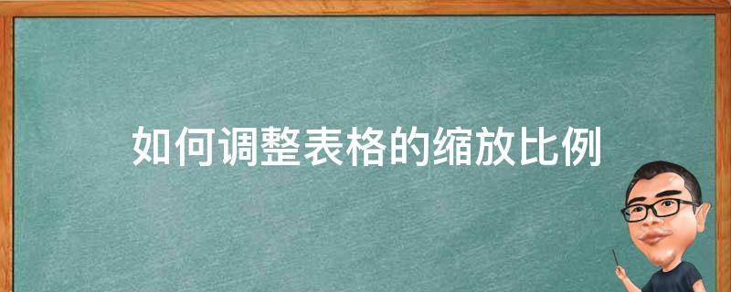 如何调整表格的缩放比例 表格怎么按比例缩小