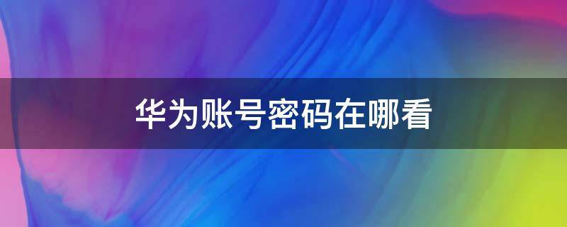 华为账号密码在哪看（华为手机怎么查看）