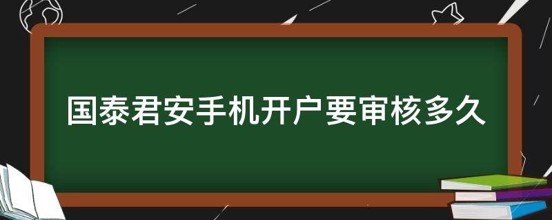 国泰君安手机开户要审核多久 国泰君安开户审核需要多久