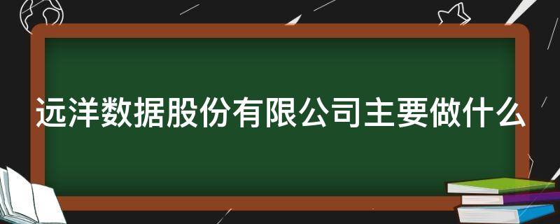 远洋数据股份有限公司主要做什么 远洋数据股份有限公司主要做什么产品