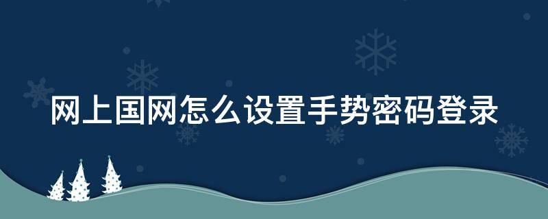 网上国网怎么设置手势密码登录（网上国网怎么指纹登录）