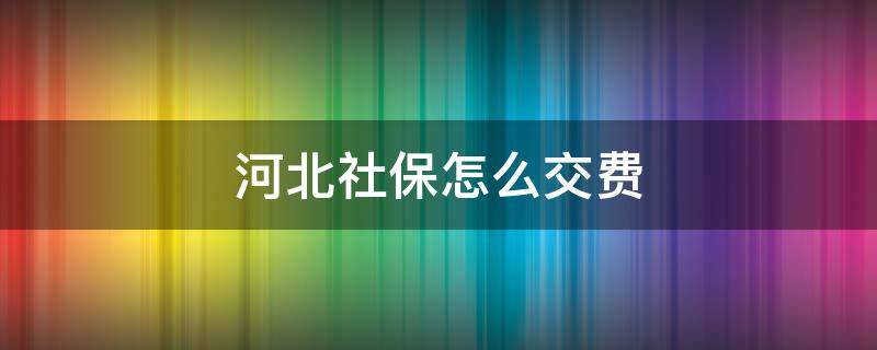 河北社保怎么交费（河北社保怎么交费每月交多少钱）