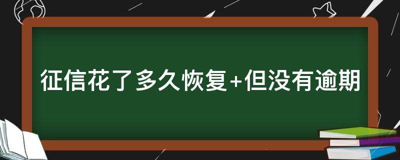 征信花了多久恢复 但没有逾期