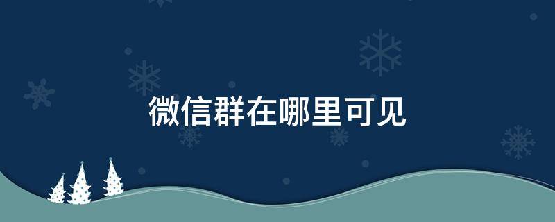 微信群在哪里可见（微信看不见的群在哪儿可以找到）