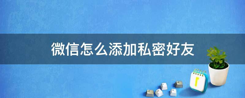 微信怎么添加私密好友（微信怎么添加隐私好友）