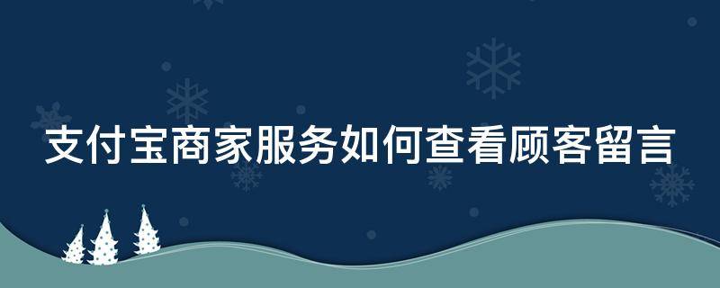 支付宝商家服务如何查看顾客留言（支付宝怎么看顾客给商家的留言）