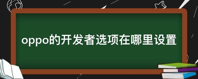 oppo的开发者选项在哪里设置 设置里面开发者选项在哪里Oppo