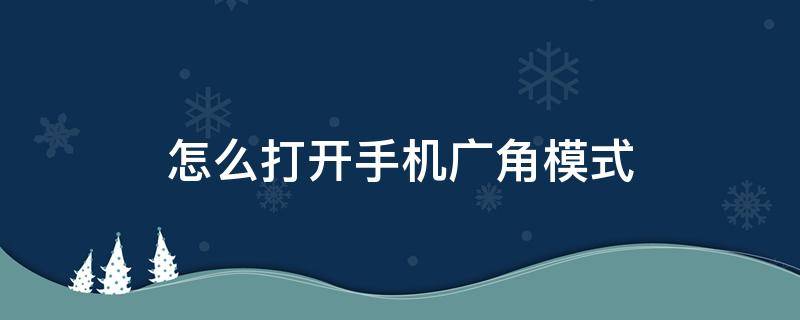 怎么打开手机广角模式（手机的广角模式在哪里打开）