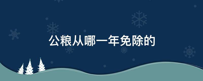 公粮从哪一年免除的（公粮从哪一年免除的是谁提出的）