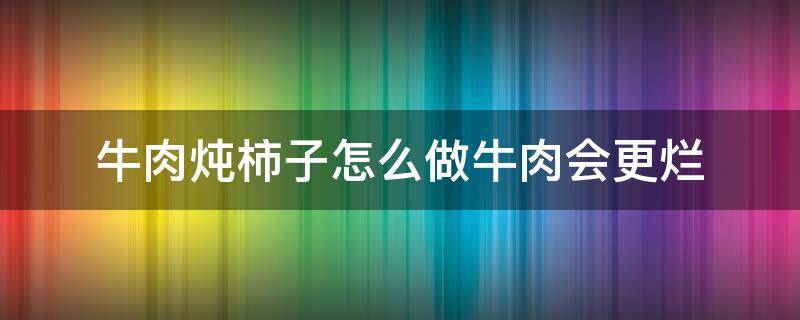 牛肉炖柿子怎么做牛肉会更烂（西红柿炖牛肉怎么容易烂）