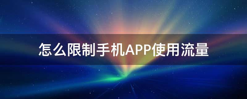 怎么限制手机APP使用流量（怎么设置app流量限制）