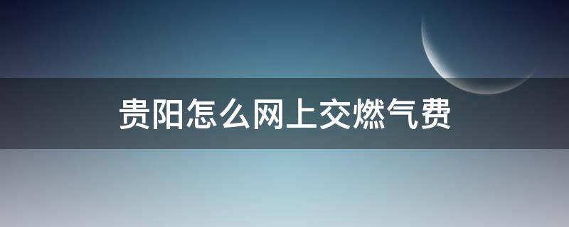 贵阳怎么网上交燃气费 如何网上交燃气费