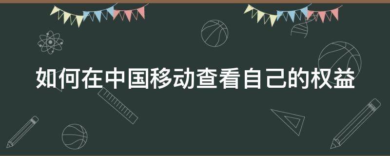 如何在中国移动查看自己的权益（如何在中国移动查看自己的权益信息）