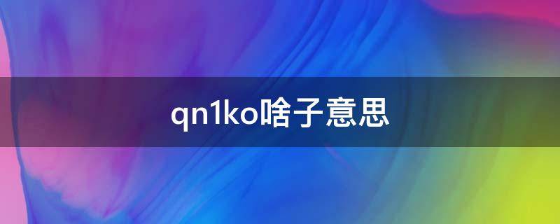 qn1ko啥子意思 qn1是什么意思