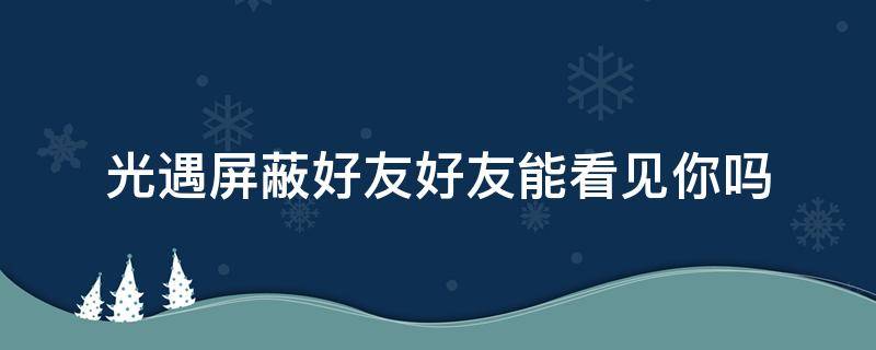 光遇屏蔽好友好友能看见你吗 光遇把好友屏蔽了 对方是不是看不到你在线