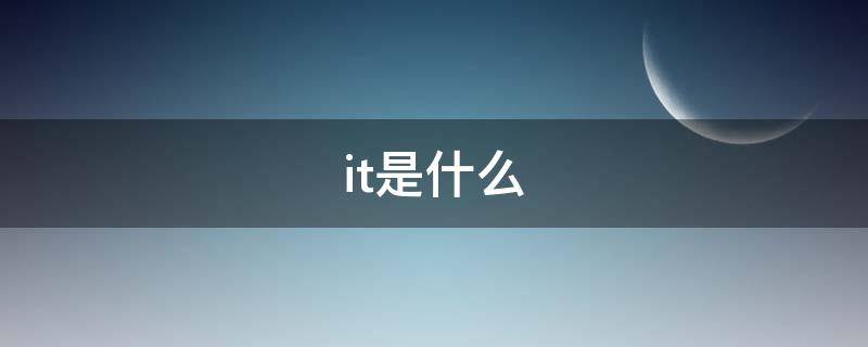 it是什么（it是什么意思呢）