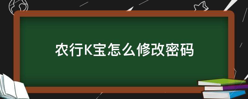 农行K宝怎么修改密码 农行k宝怎样修改密码