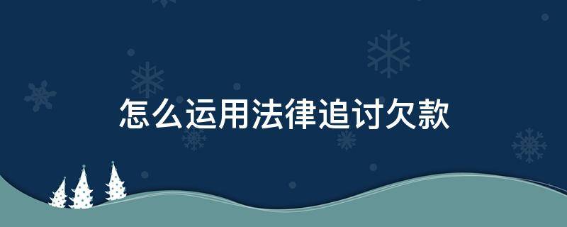 怎么运用法律追讨欠款（法律手段追讨欠款）