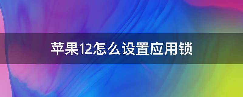 苹果12怎么设置应用锁（苹果12怎么设置应用锁指纹）