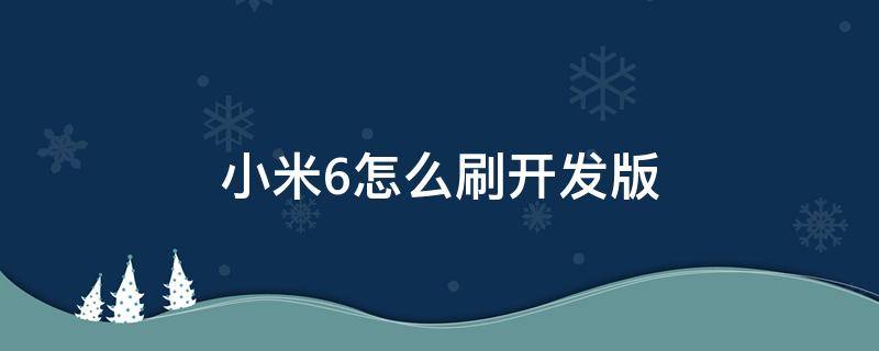 小米6怎么刷开发版（小米6怎样刷开发版）