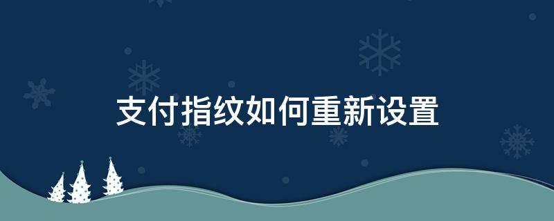 支付指纹如何重新设置（支付指纹怎么重新设置）