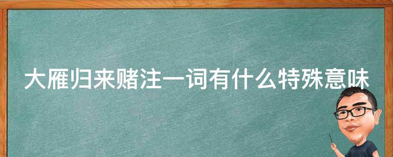 大雁归来赌注一词有什么特殊意味（大雁归来赌注一词有什么特殊意义）