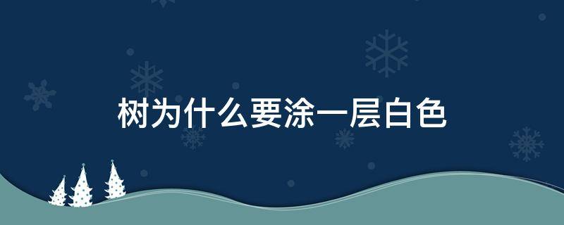 树为什么要涂一层白色（树为什么要涂一层白色的东西）