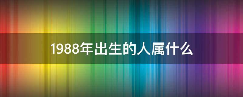 1988年出生的人属什么（1988年出生的人属什么命）