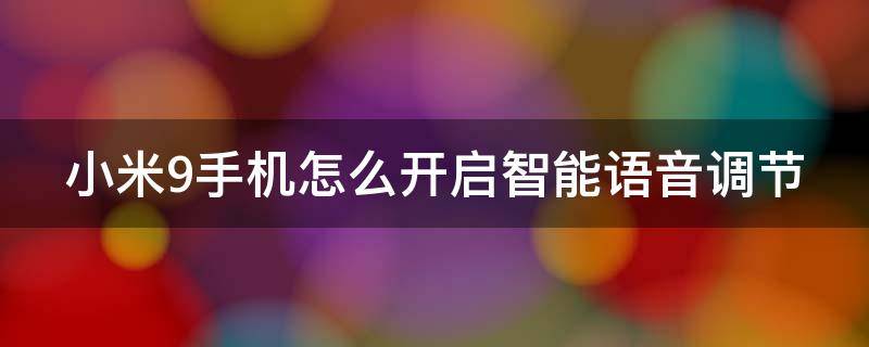 小米9手机怎么开启智能语音调节（小米9智能语音设置在哪里）