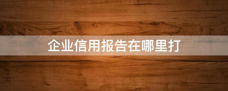 企业信用报告在哪里打 公司征信报告去哪里打