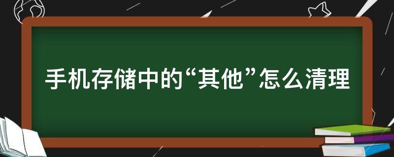 手机存储中的“其他”怎么清理（手机存储里面的其他怎么删）