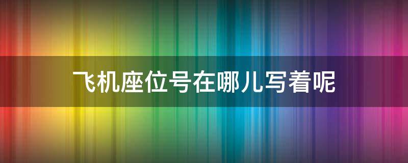 飞机座位号在哪儿写着呢 飞机上的座位号在飞机的什么地方